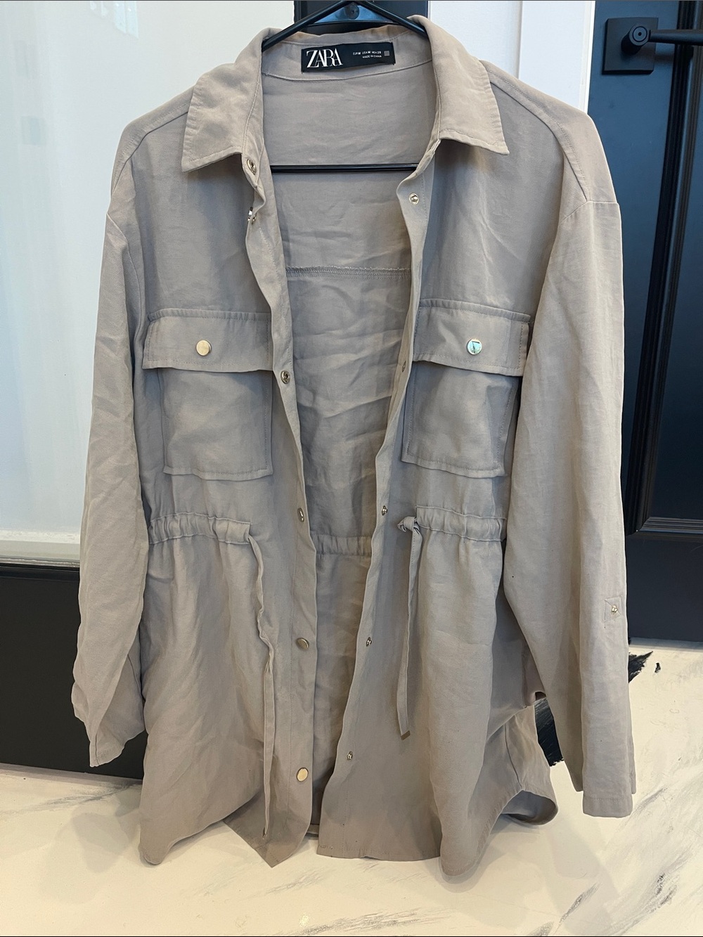 ZARA Beige Utility Jacket with Drawstring Waist